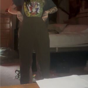 Pact Green Straight Leg Pants with buttons to make bootcut